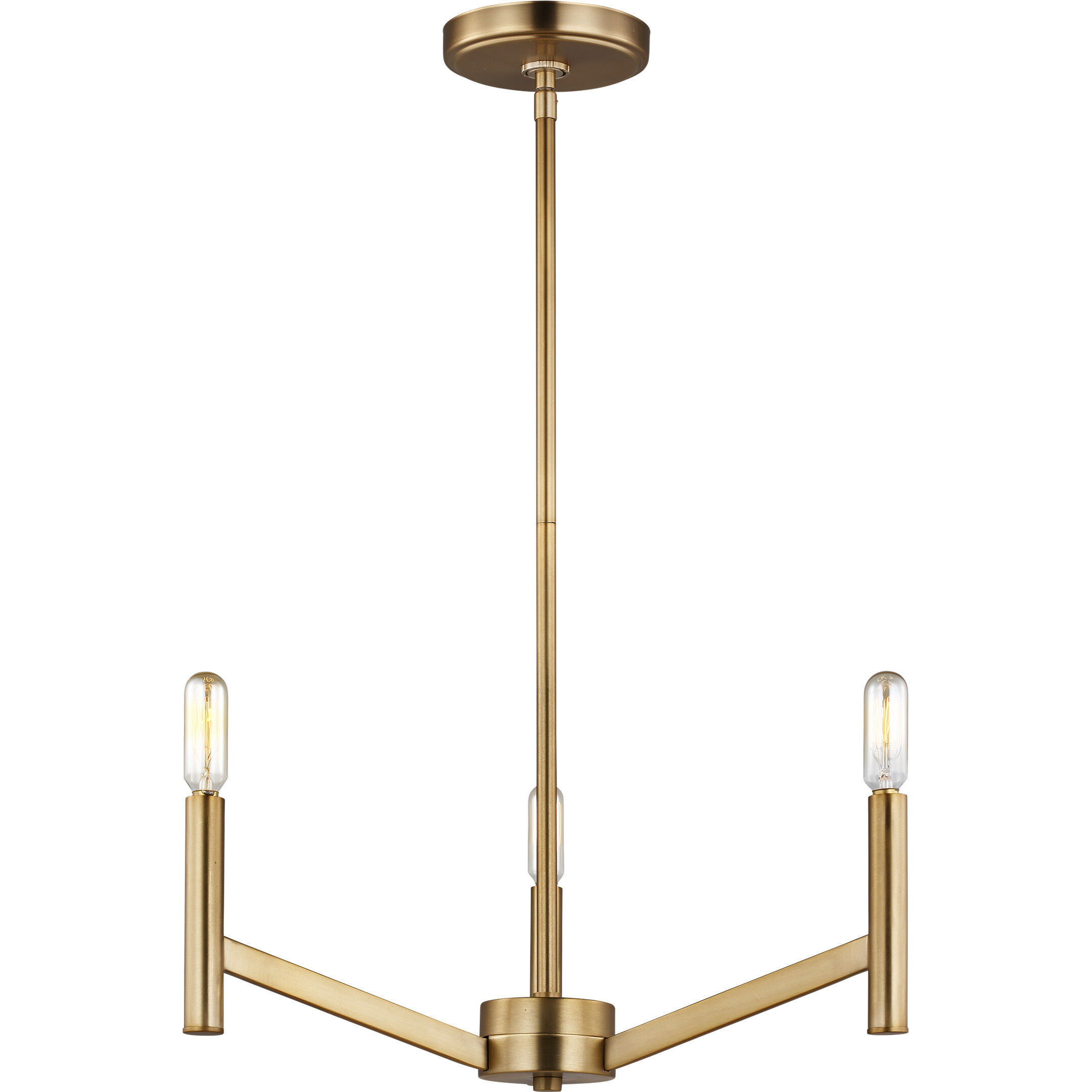 Vector 3 Light 18 inch Satin Brass Chandelier Ceiling Light