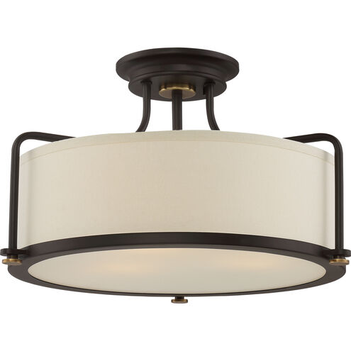 Signature 3 Light 18 inch Western Bronze Semi-Flush Mount Ceiling Light 