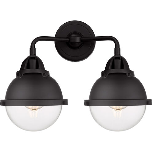 Nouveau 2 Hampden LED 15.25 inch Black Antique Brass Bath Vanity Light Wall Light in Clear Glass