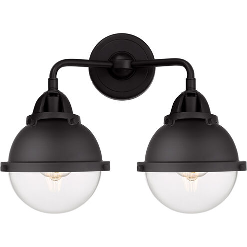 Nouveau 2 Hampden LED 15 inch Black Antique Brass and Matte Black Bath Vanity Light Wall Light in Seedy Glass