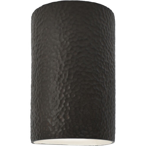 Ambiance Cylinder LED 13 inch Hammered Iron Outdoor Wall Sconce in 1000 Lm LED, Large