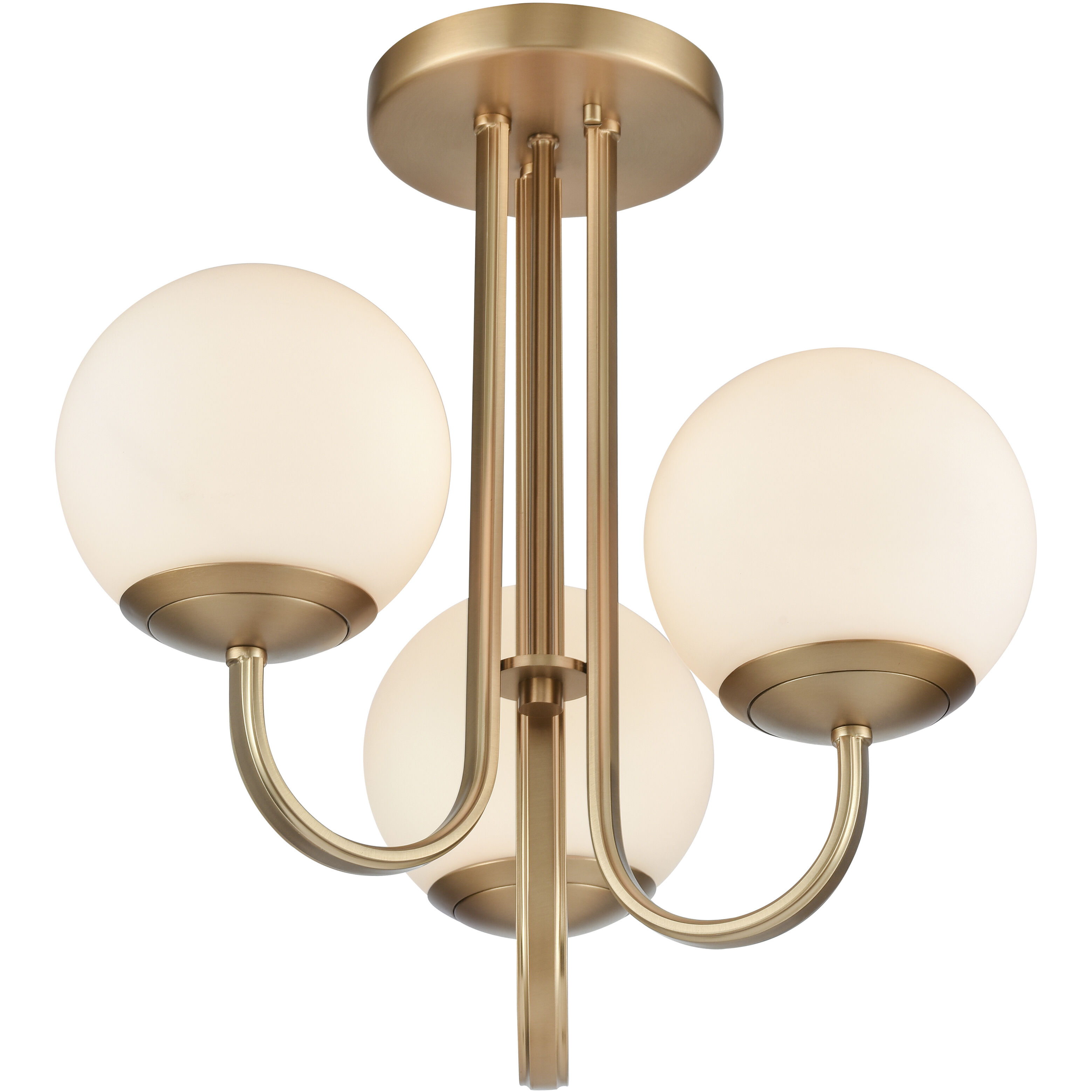 Caroline 3 Light 16 inch Brushed Gold Semi Flush Mount Ceiling Light