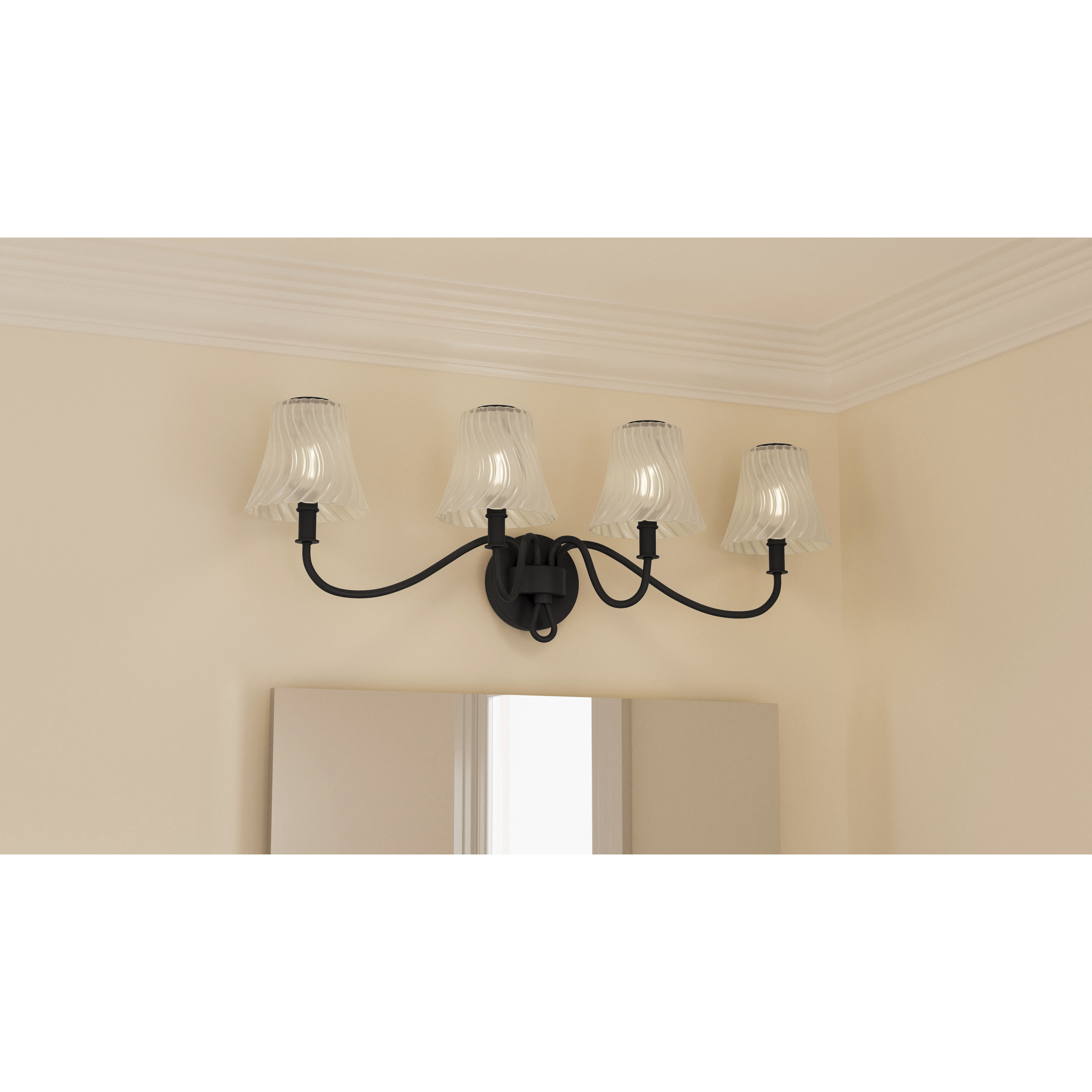 McKinney 4 Light 31 inch Matte Black Bath Light Wall Light