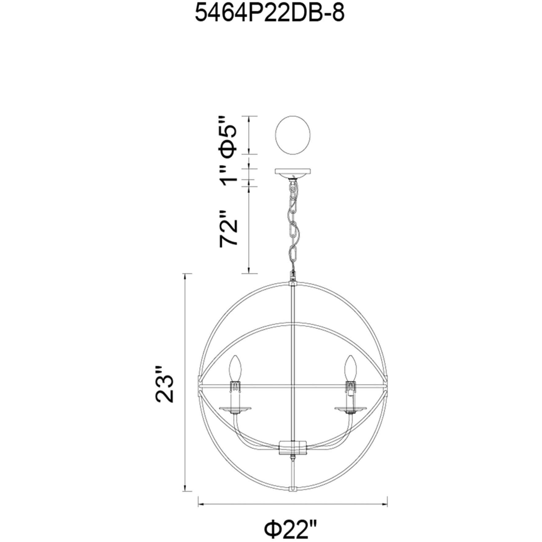 Arza 8 Light 22 inch Brown Up Chandelier Ceiling Light