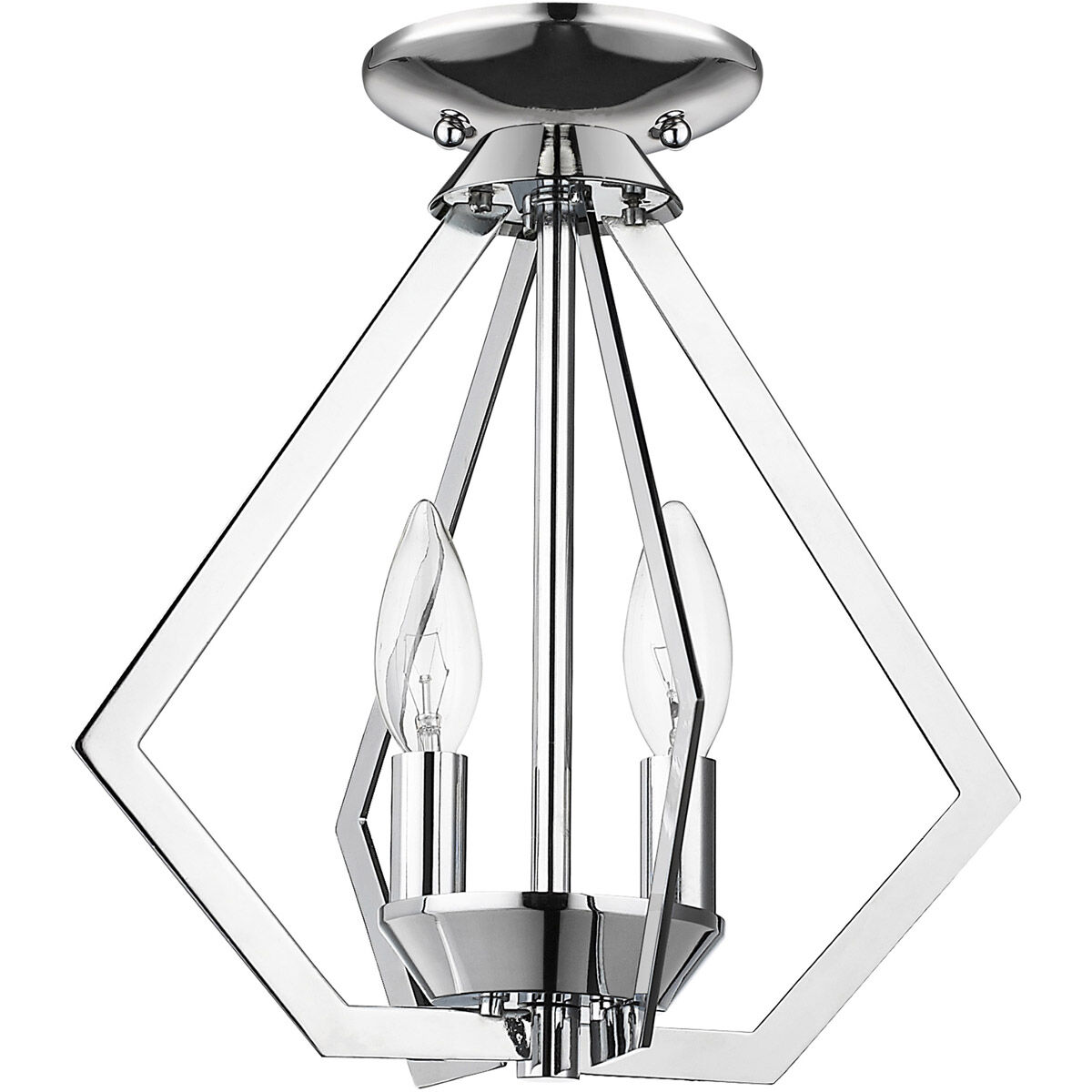 Prism 2 Light 11 inch Polished Chrome Convertible Mini Chandelier/Ceiling Mount Ceiling Light