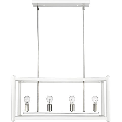Coyle 4 Light 32 inch White with Polished Nickel Cluster Pendant Ceiling Light
