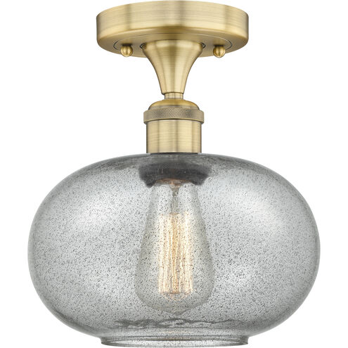 Gorham 1 Light 9.5 inch Brushed Brass Flush Mount Ceiling Light in Charcoal
