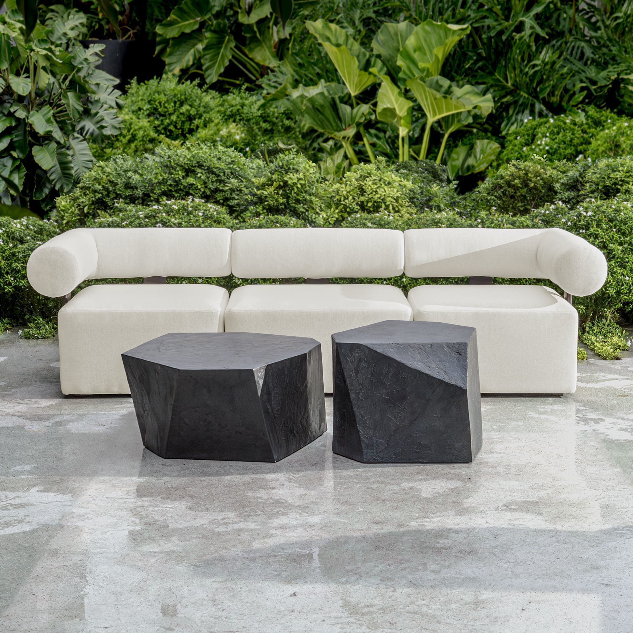 Bolster Back Java Black and Oyster White Outdoor Corner Sofa
