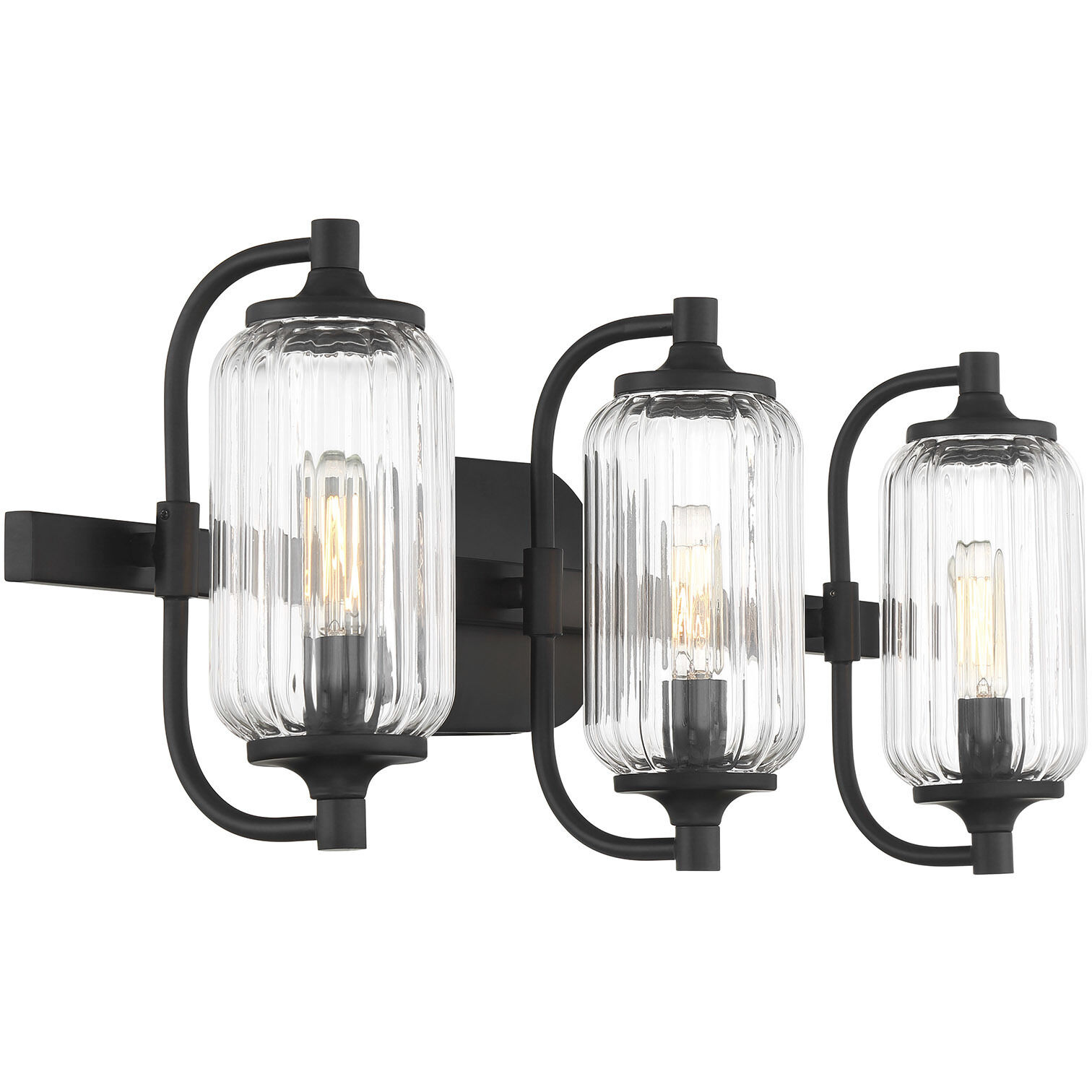 Holton 3 Light 24 inch Matte Black Bathroom Vanity Light Wall Light