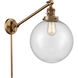 X-Large Beacon 18 inch 3.5 watt Brushed Brass Swing Arm Wall Light in Seedy Glass, Franklin Restoration