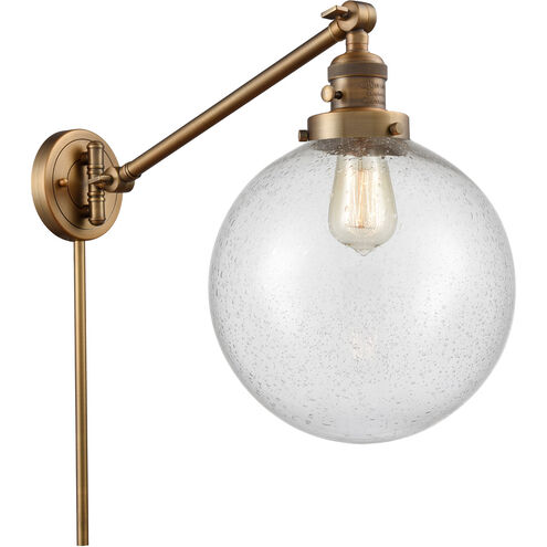 X-Large Beacon 18 inch 3.5 watt Brushed Brass Swing Arm Wall Light in Seedy Glass, Franklin Restoration