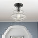 Everett 1 Light 9 inch Shiny Black with Chrome Finish Accents Semi-Flush Ceiling Light