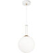 Stellar 1 Light 9.88 inch Aged Gold Brass Pendant Ceiling Light in Aged Gold Brass and Opal Glass