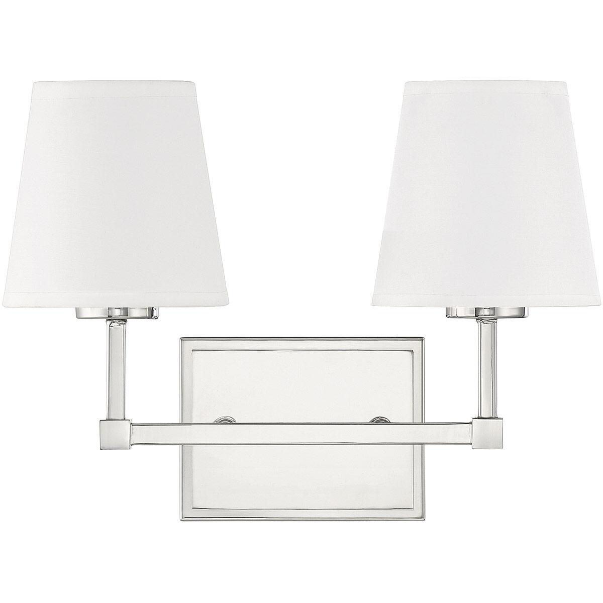 Contemporary 2 Light 15 inch Polished Nickel Bathroom Vanity Light Wall Light