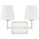 Contemporary 2 Light 15 inch Polished Nickel Bathroom Vanity Light Wall Light