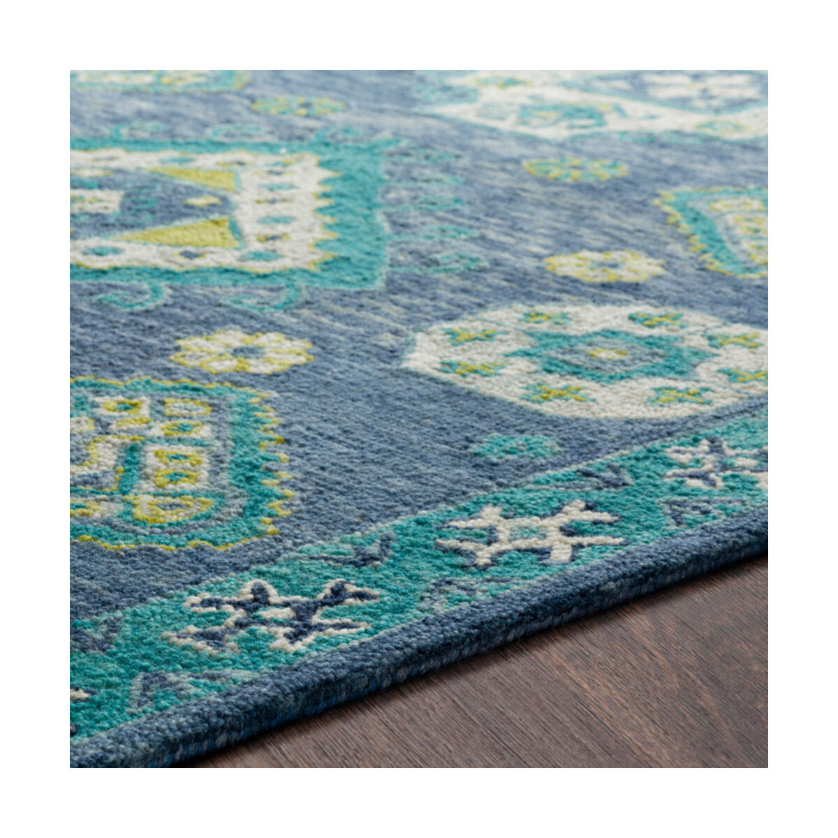 Bonifate 90 X 60 inch Denim/Navy/Teal/Lime/Khaki/Light Gray Rugs, Rectangle