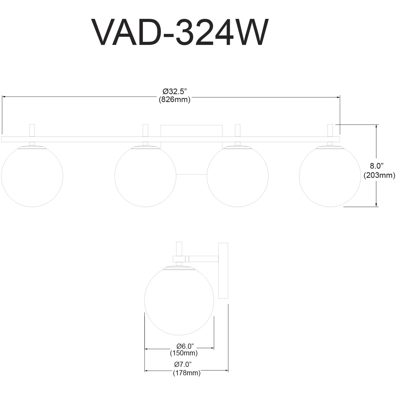 Vivaldi 4 Light 32.5 inch Matte Black with Aged Brass Vanity Light Wall Light in Matte Black and Aged Brass