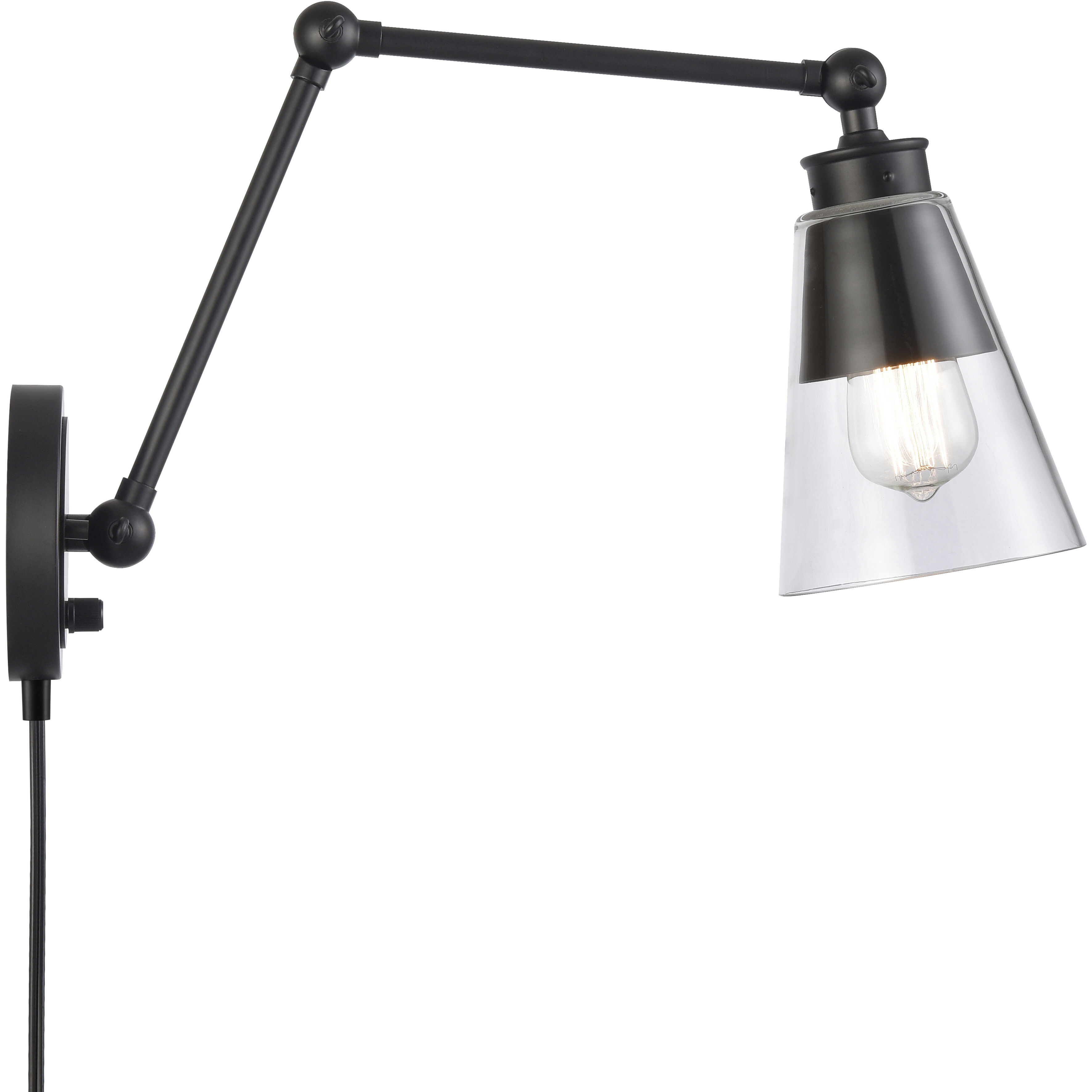 Albany 16.25 inch 60 watt Matte Black Hinged Swingarm Sconce Wall Light