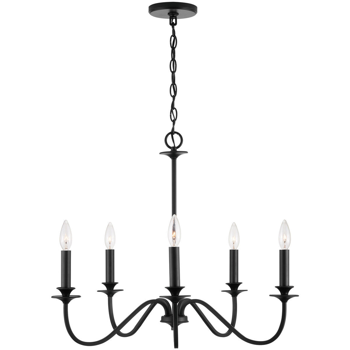Elijah 5 Light 26 inch Matte Black Chandelier Ceiling Light