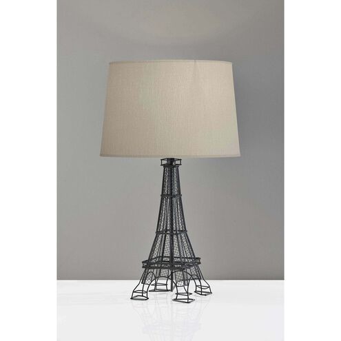 Eiffel 25.5 inch 100 watt Black Table Lamp Portable Light in Natural Fabric