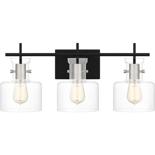 Pensbury 3 Light 24 inch Matte Black Bath Light Wall Light