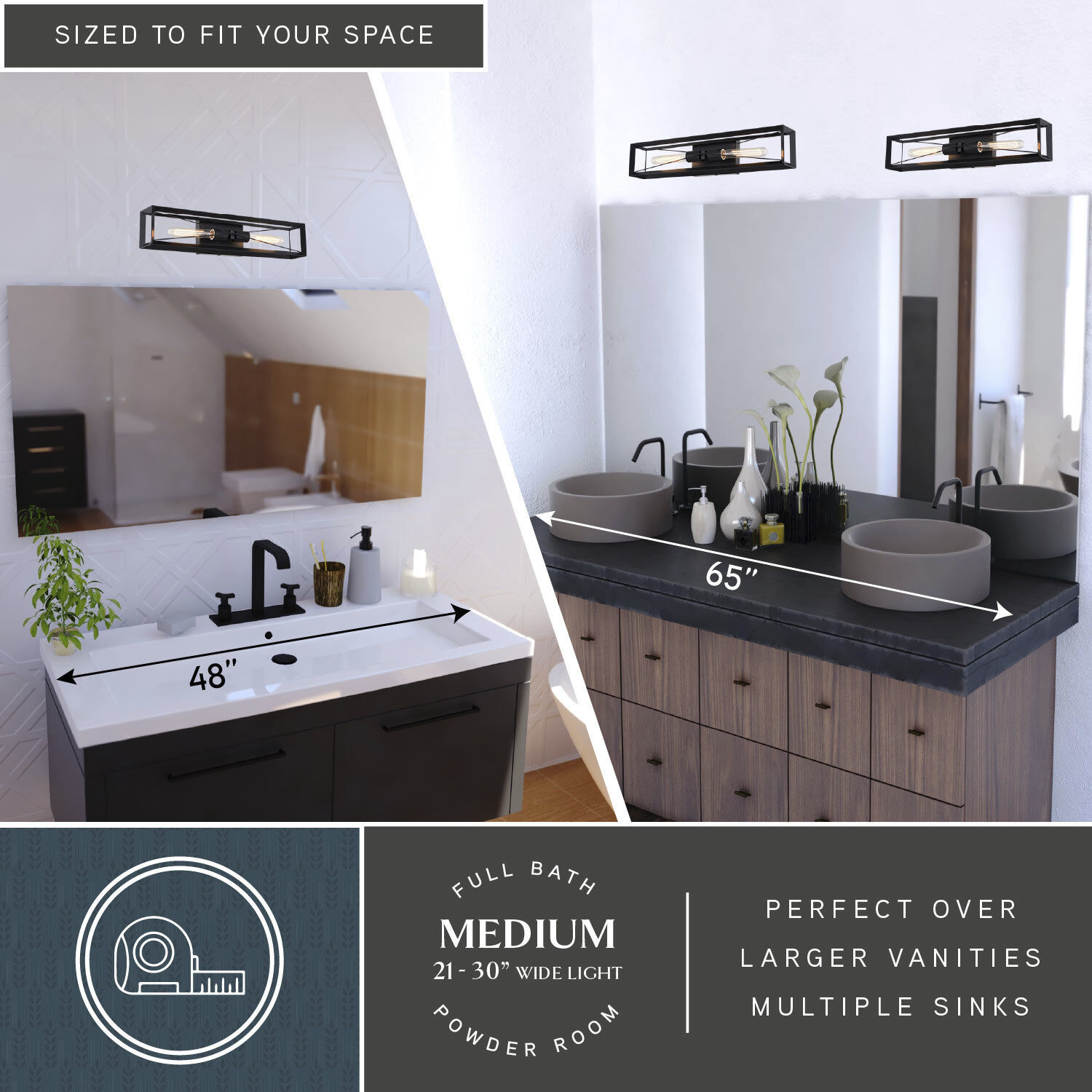 Milton 2 Light 24 inch Matte Black Wall Light