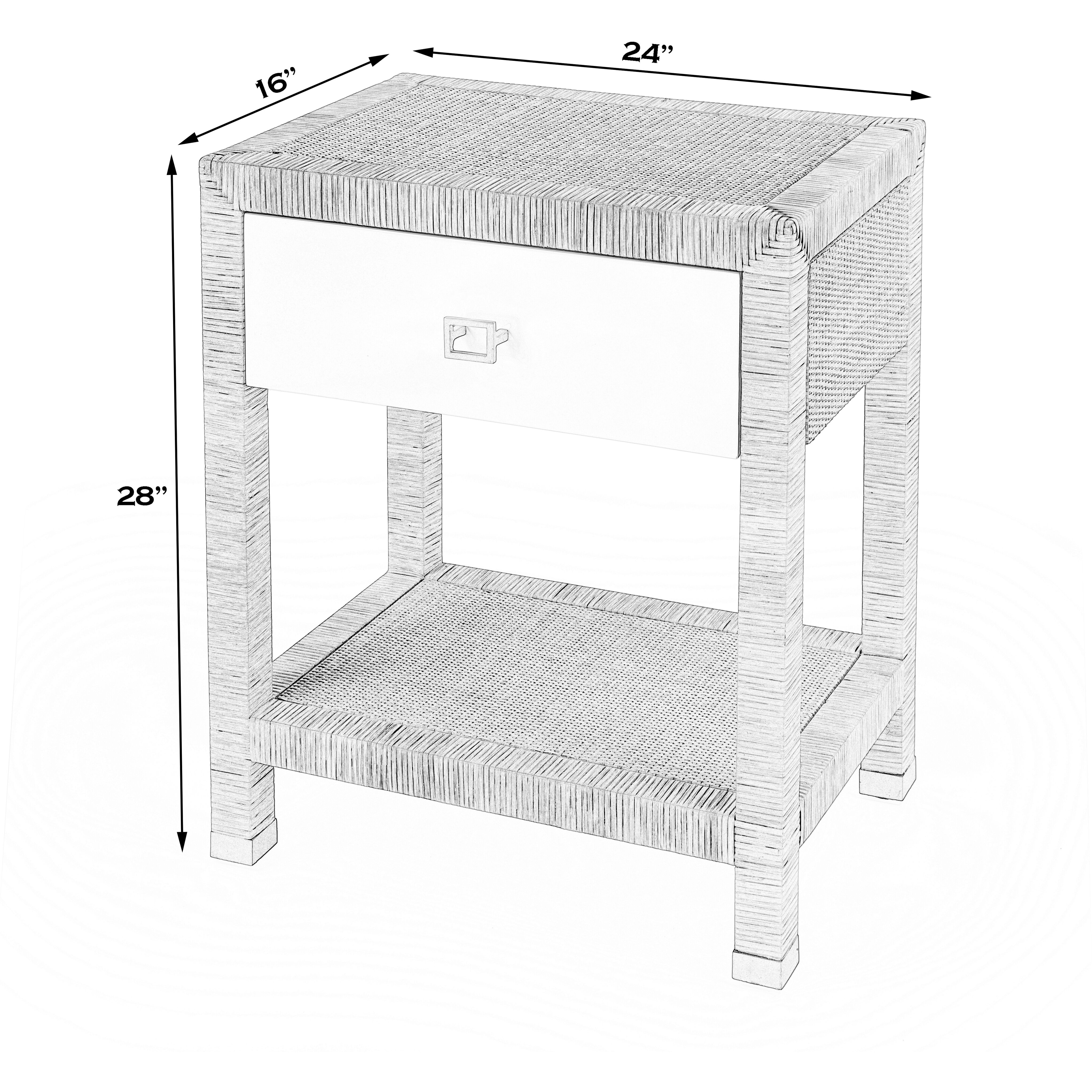 Corfu 1 Drawer Natural Rattan Nightstand in Natural and White