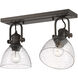Hines 2 Light 18 inch Rubbed Bronze Semi-flush Ceiling Light in Seeded Glass, Damp