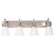 Cecilia 4 Light 32 inch Brushed Satin Nickel Vanity Light Wall Light in Brushed Polished Nickel, White Frosted Glass, Jeremiah