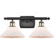 Ballston Orwell 2 Light 18 inch Black Antique Brass Bath Vanity Light Wall Light in Matte White Glass, Ballston