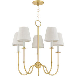 Amina 5 Light 26.5 inch Aged Brass Chandelier Ceiling Light