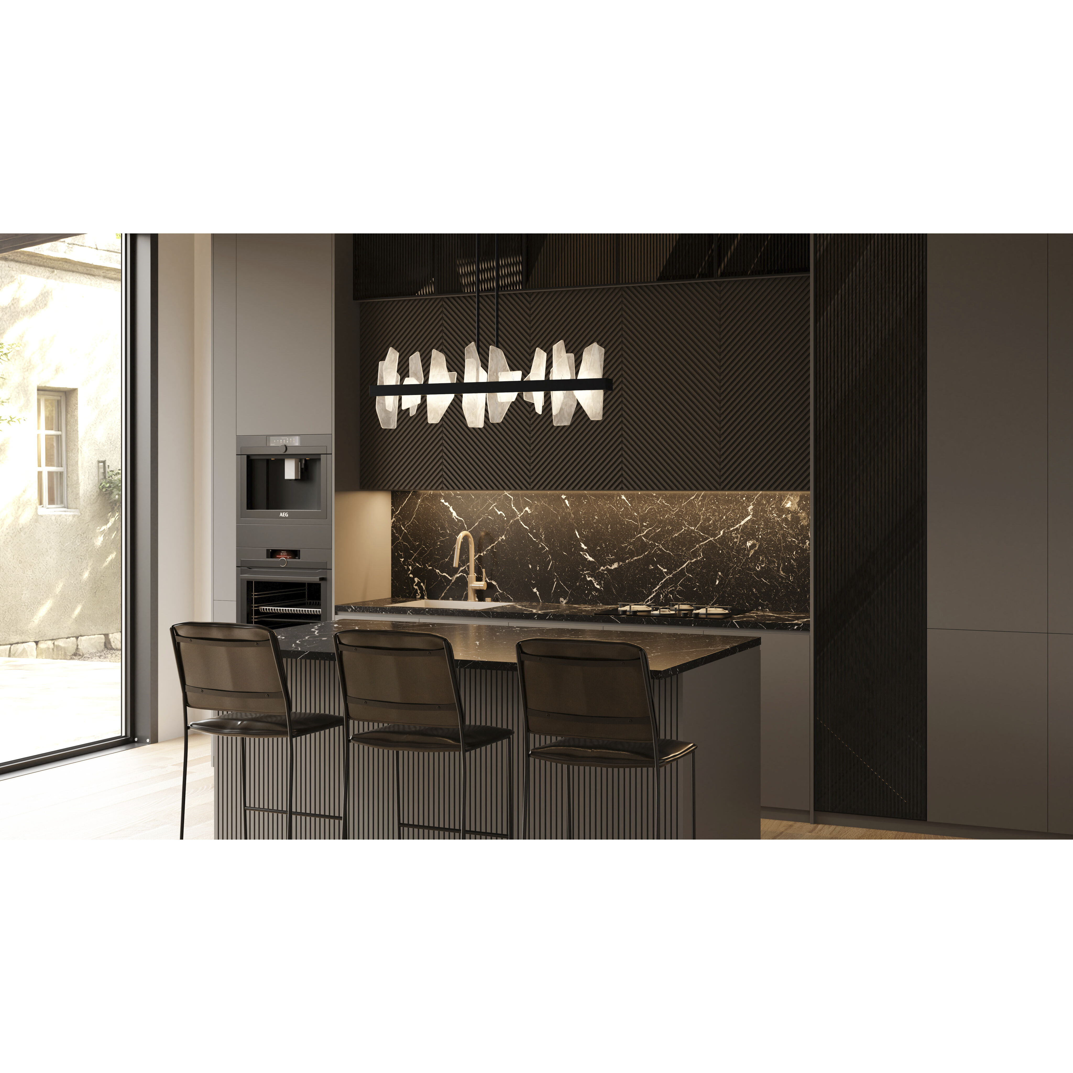 Aurelia LED 42 inch Matte Black Linear Chandelier Ceiling Light, Medium