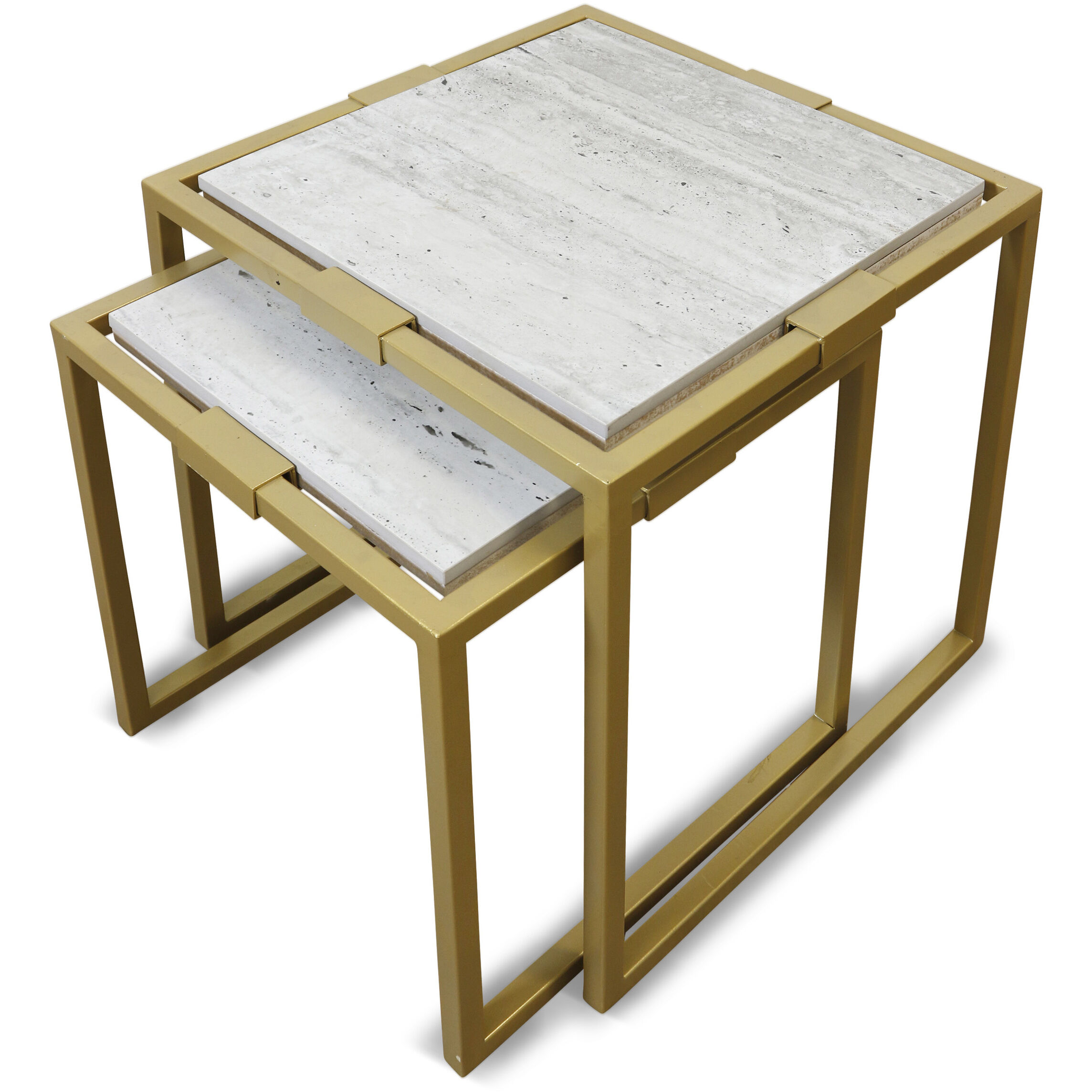 Marble White Marble and Satin Brass Side Table
