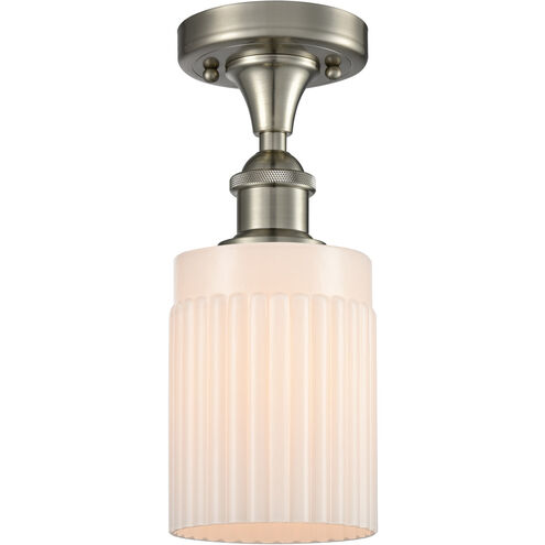 Ballston Hadley 1 Light 5 inch Brushed Satin Nickel Semi-Flush Mount Ceiling Light in Matte White Glass, Ballston
