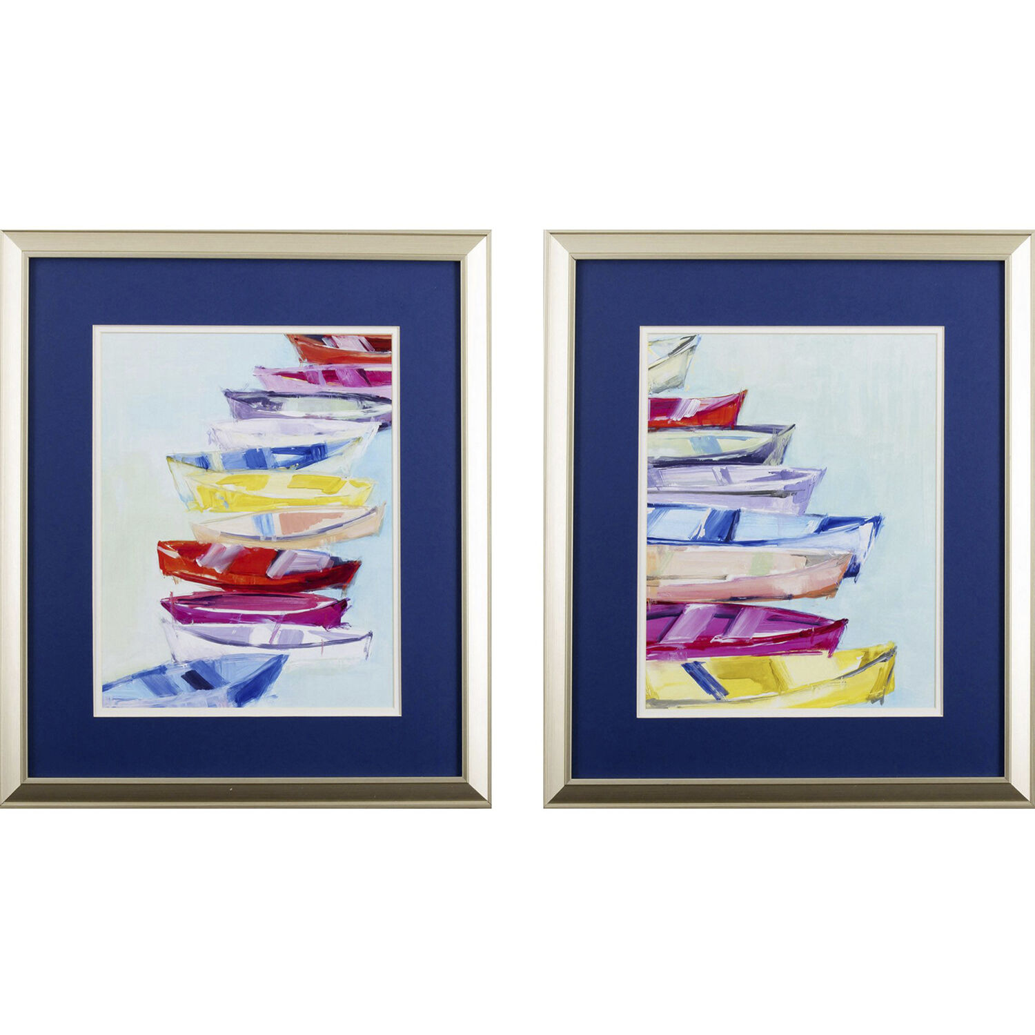 Waterside Turquoise and Pink and Yellow and Red Framed Art, Propac