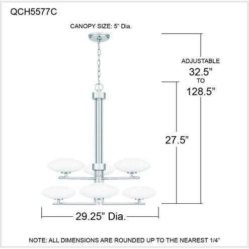 Chenal 6 Light 29.25 inch Polished Chrome Chandelier Ceiling Light