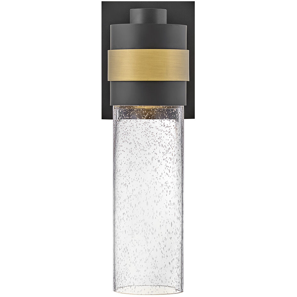 Albie 1 Light 18 inch Black with Antique Brass Outdoor Wall Mount