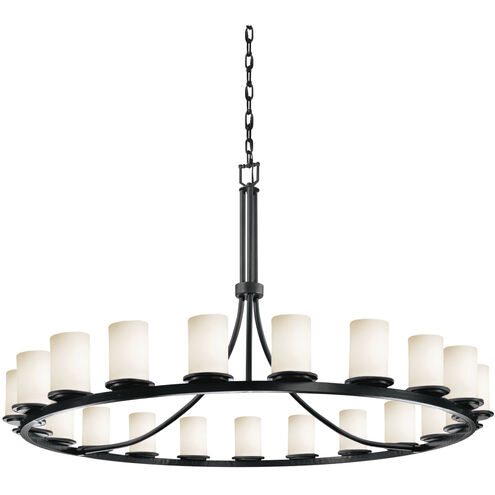 Fusion 21 Light 60 inch Matte Black Chandelier Ceiling Light in Opal, Incandescent
