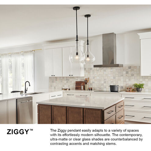 Ziggy 1 Light 12 inch Heritage Brass with Black Indoor Pendant Ceiling Light in Clear