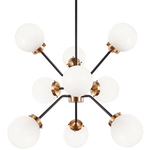 Maru 9 Light 29 inch Aged Gold Brass Chandelier Ceiling Light in Aged Gold Brass and Opal Glass