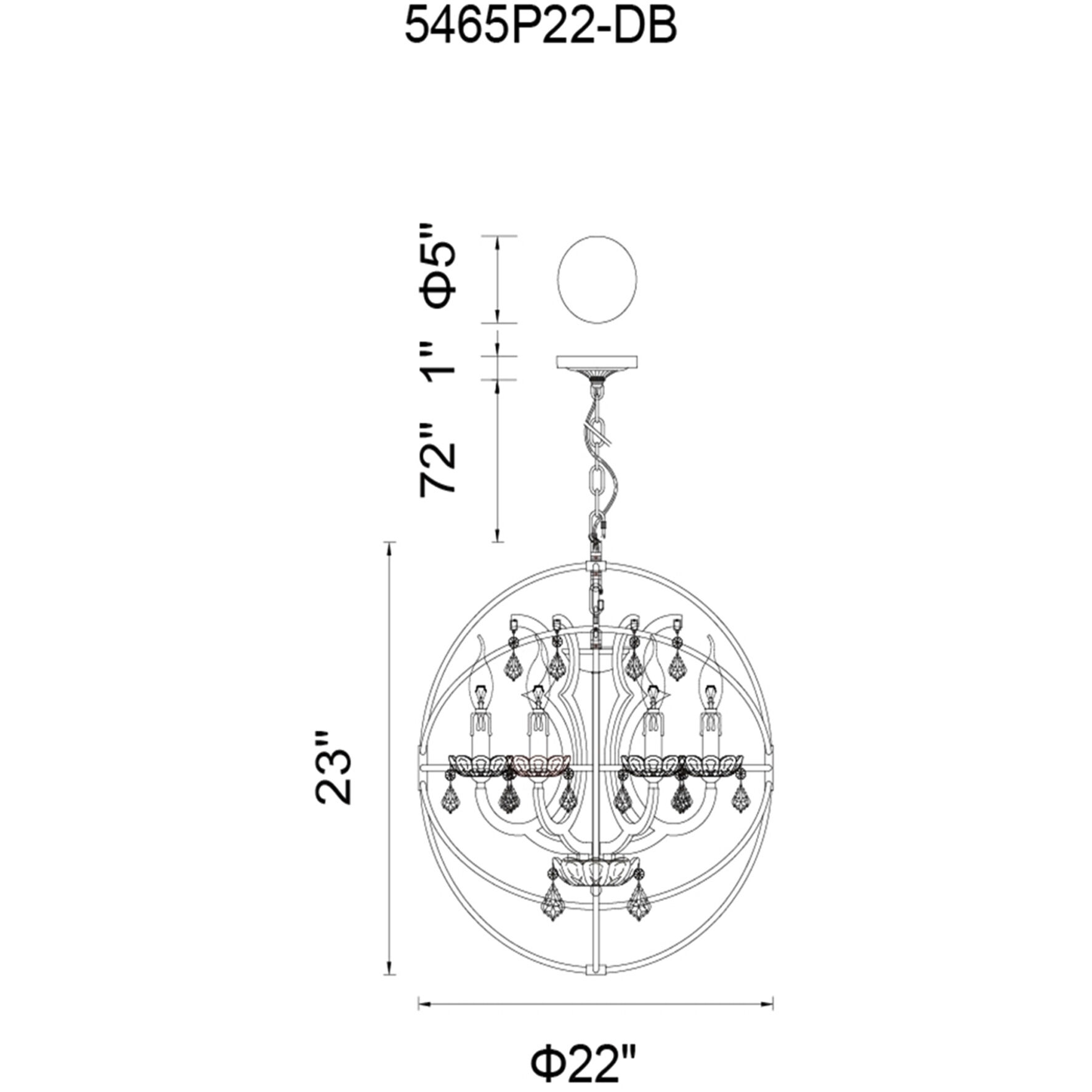 Campechia 6 Light 22 inch Brown Up Chandelier Ceiling Light