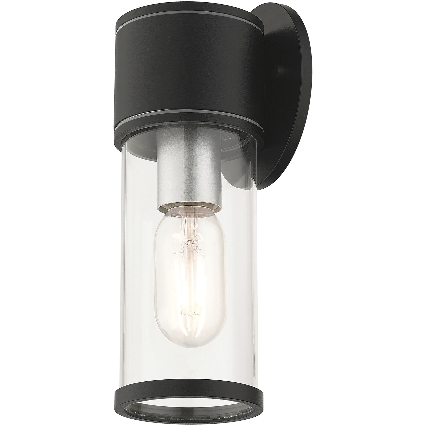 Atlantic 1 Light 4.5 inch Textured Black with Antique Silver Finish Accents ADA Outdoor Small ADA Wall Lantern Wall Light