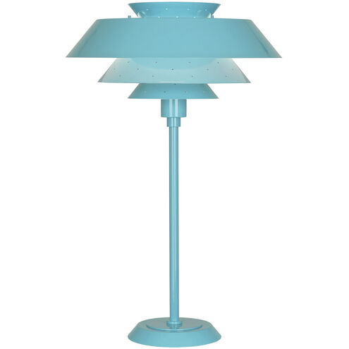 Pierce 26.5 inch 150.00 watt Egg Blue Gloss Finish Table Lamp Portable Light