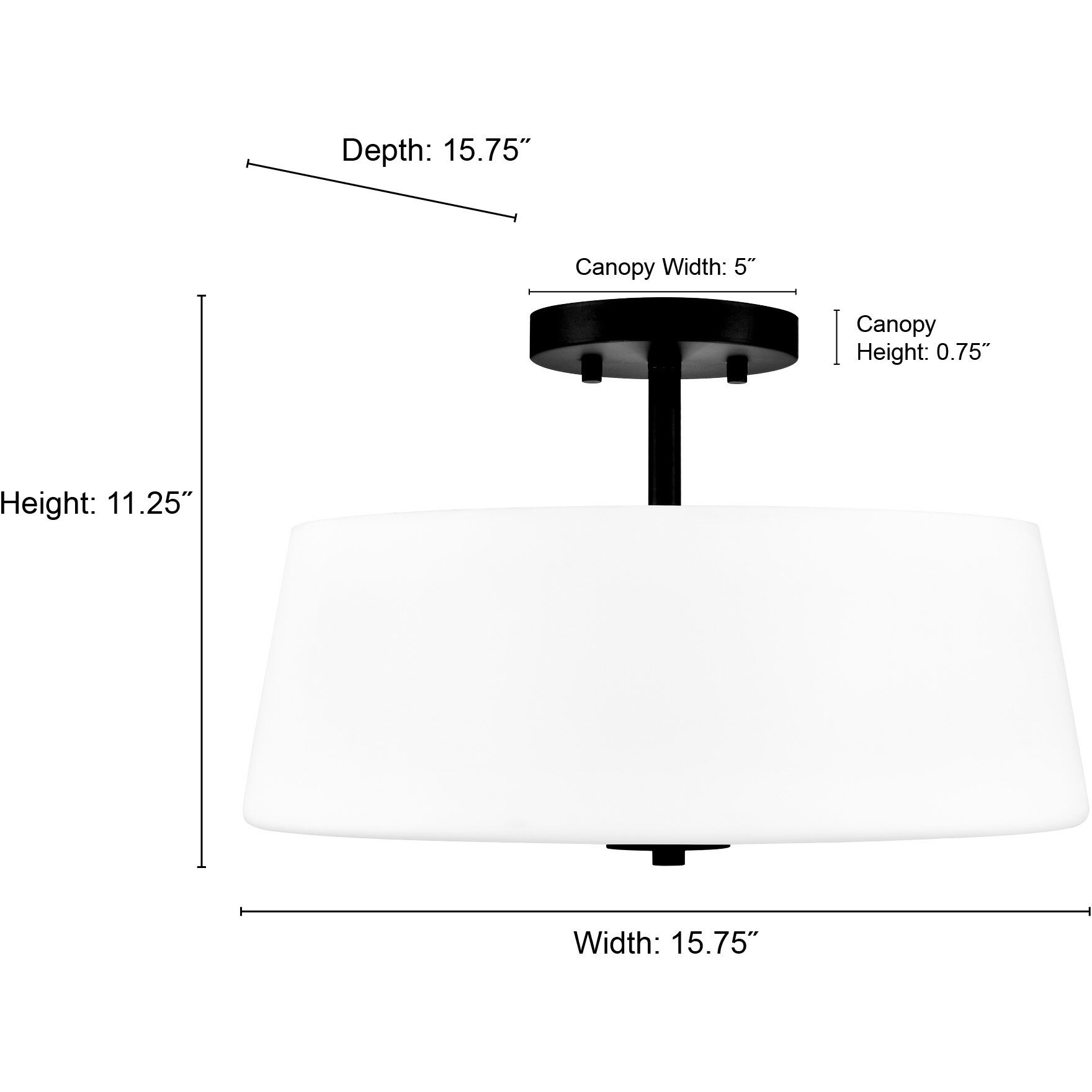 Laphia 3 Light 15.75 inch Matte Black Semi-Flush Mount Ceiling Light