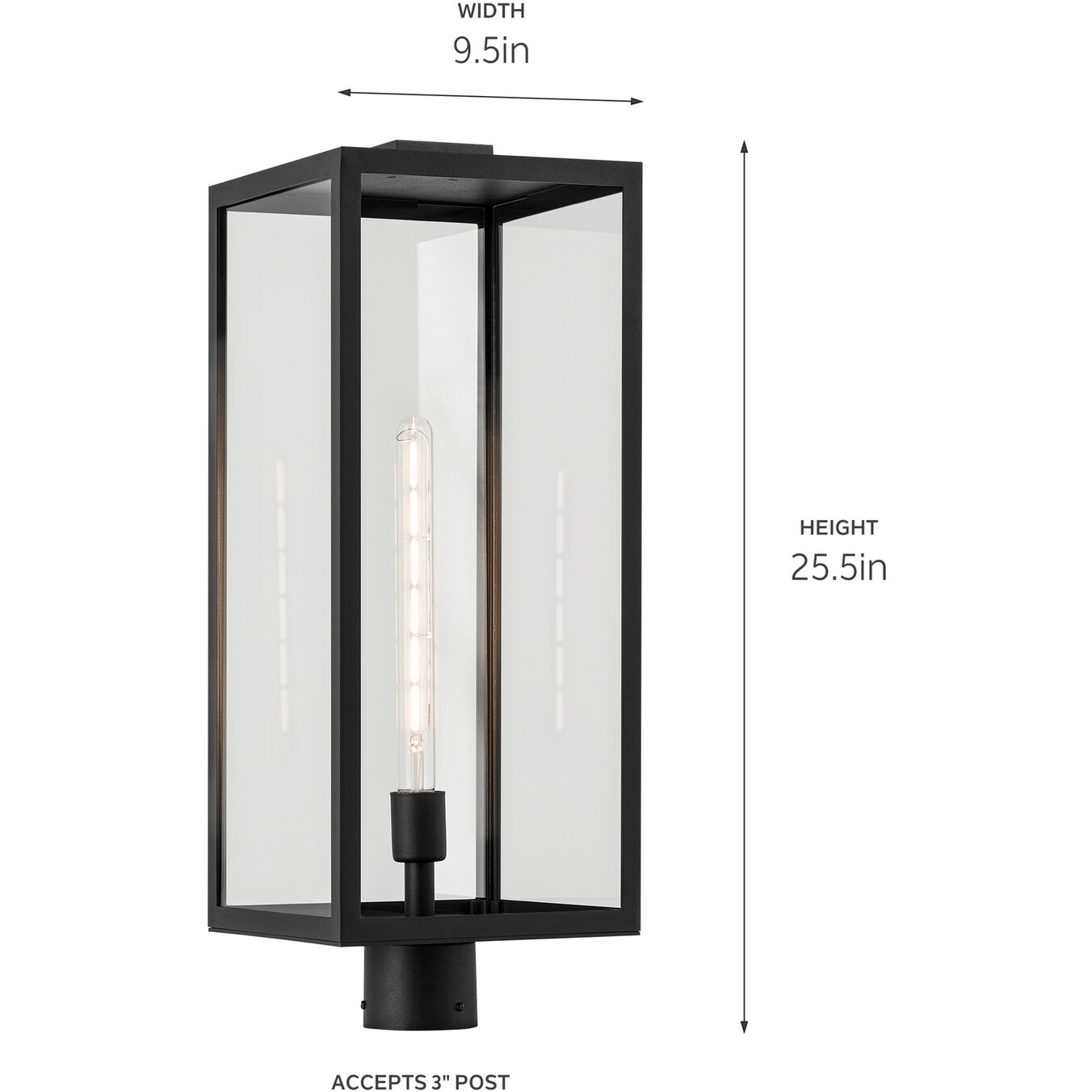 Branner 1 Light 25.5 inch Black Textured Outdoor Post Lantern