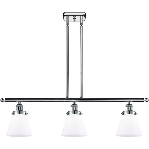 Ballston Small Cone 3 Light 36 inch Polished Chrome Island Light Ceiling Light in Matte White Glass, Ballston