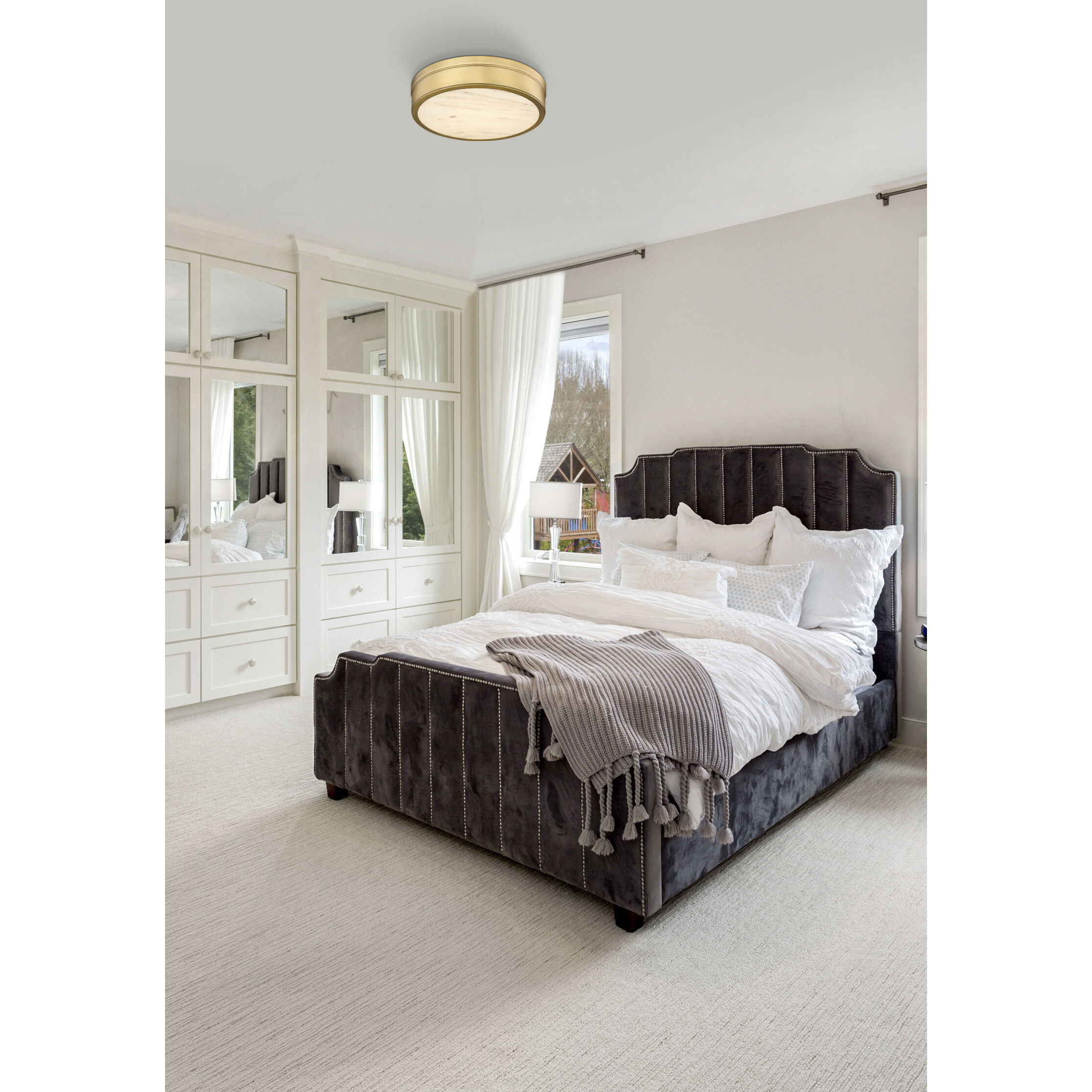 Anders LED 15 inch Rubbed Brass Flush Mount Ceiling Light