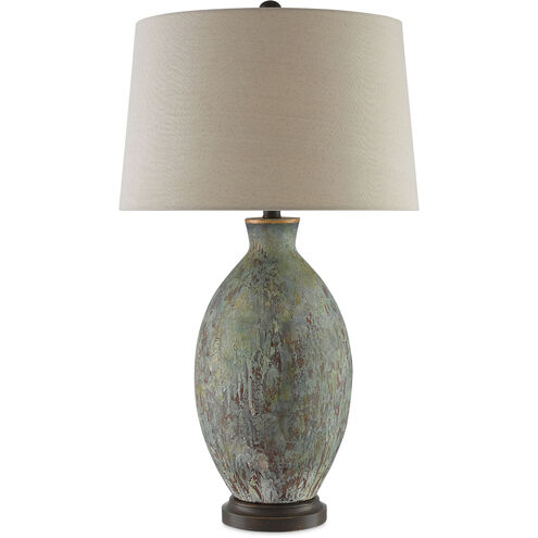 Remi 30 inch 150 watt Green/Dark Red/Bronze Gold Table Lamp Portable Light