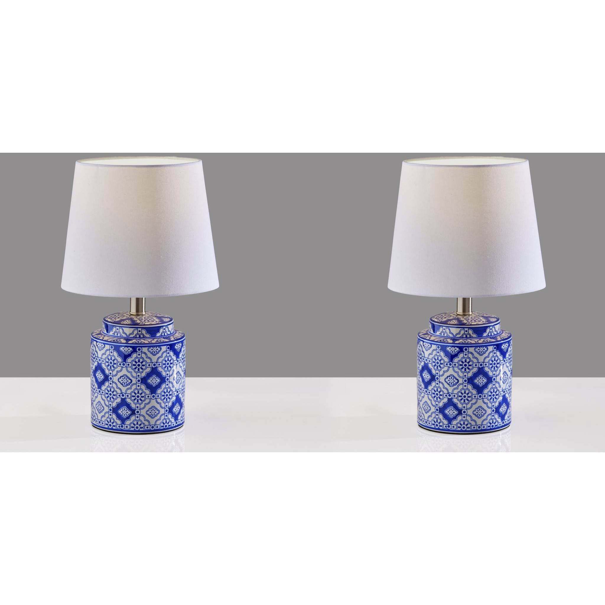 Polly 17 inch 60.00 watt Blue Table Lamps Portable Light, Simplee Adesso, 2 Pack