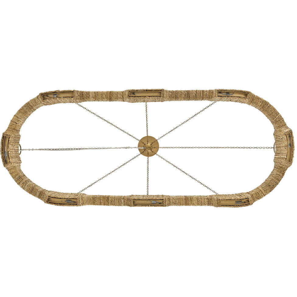 Raffi LED 52 inch Burnished Gold Chandelier Ceiling Light, Linear & Oval